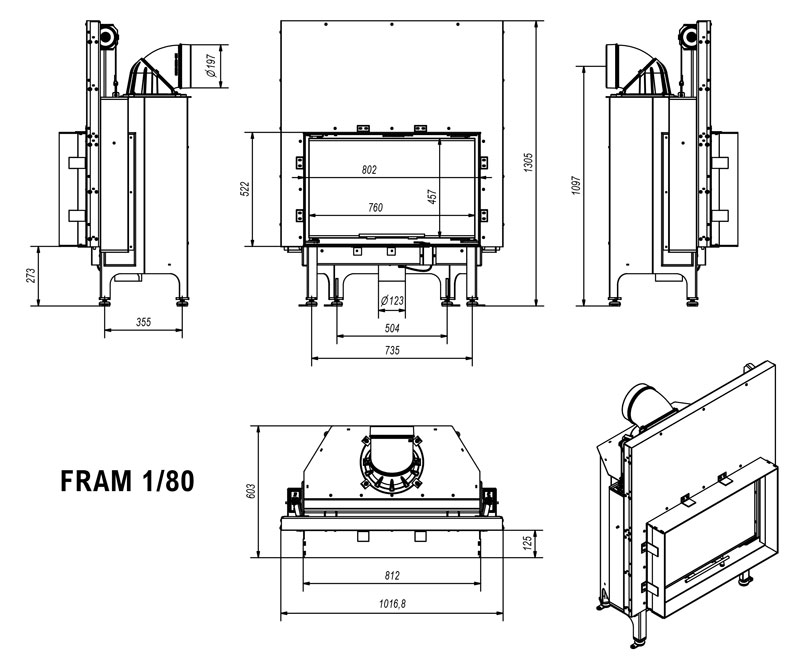 Kamineinsatz Fram 1/80 gerade