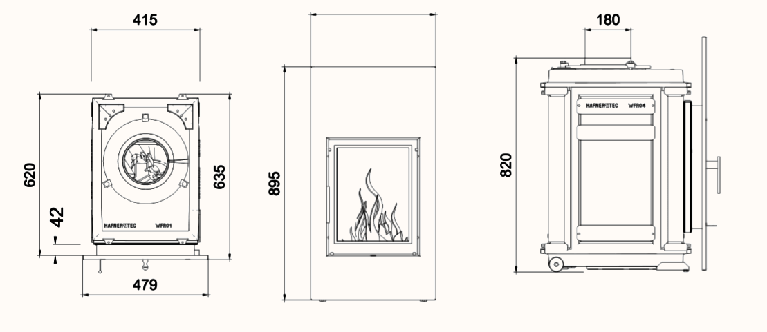 WFR XL 33 Kompakt Hafnertec  FP 48x35 rechter Türanschlag Aschelade ,180 Ausgang