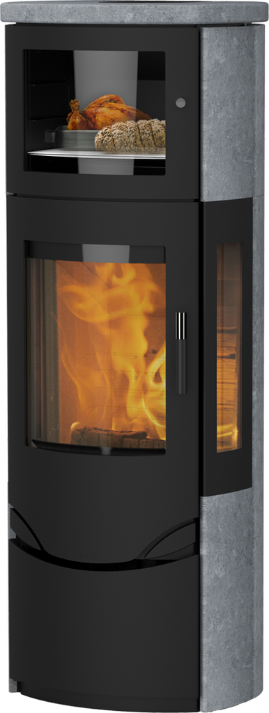 [10187] Lotus Kaminofen Prio 7M mit Warmhaltefach (Speckstein, mit)