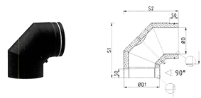 [A71129001] Bogen 3-tlg. 90° doppelwandig Duo  (120, mit Reinigungsöffnung)