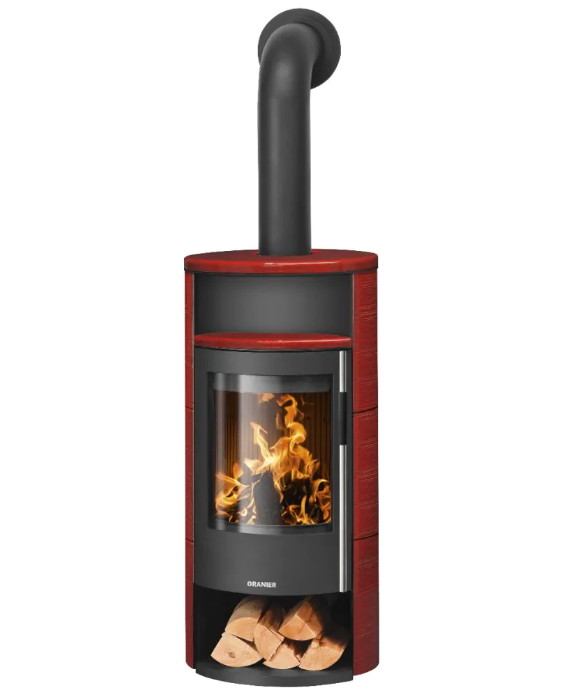 Oranier Polar Neo 6 RLU II sw./Keramik paprikarot mit Holzlegefachtür  - Sondermodell