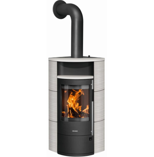 Oranier Polar Neo Eck II sw./Keramik seidenweiß mit Holzlegefachtür  - Sondermodell 