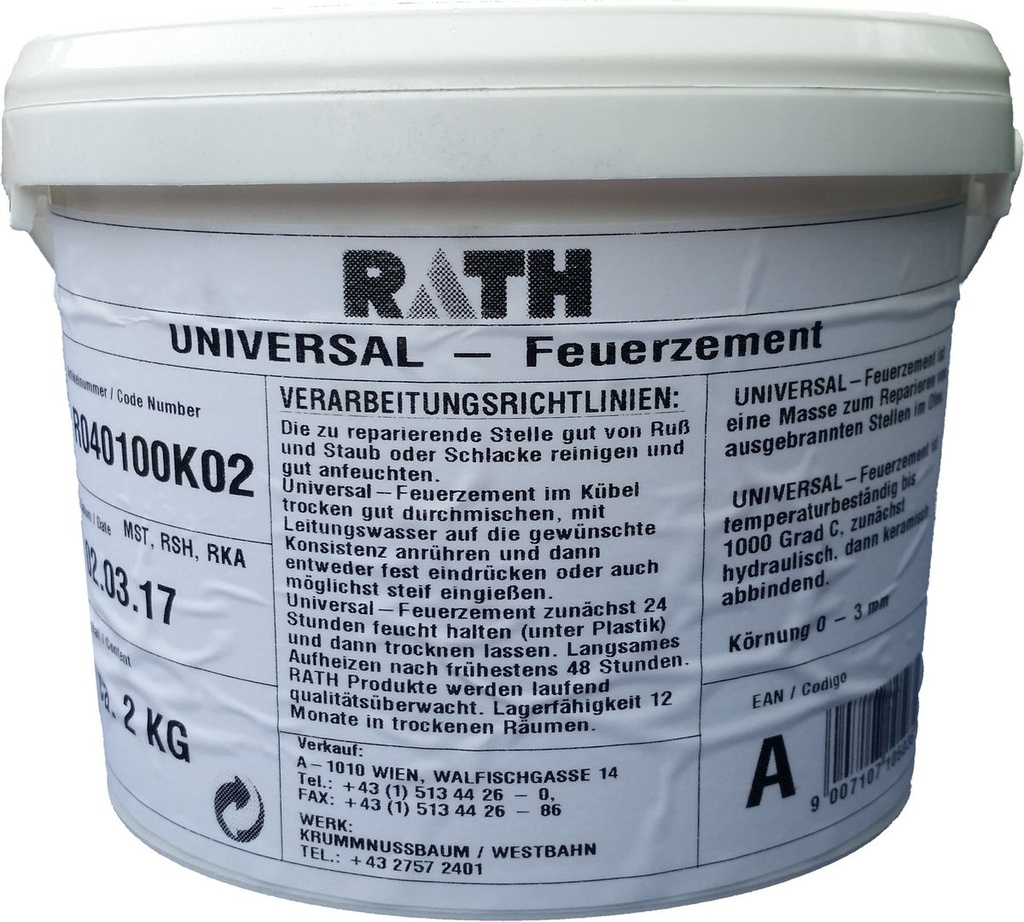 [R040 100 K02] FEUERZEMENT KERATHFIX 2 KG-KÜBEL