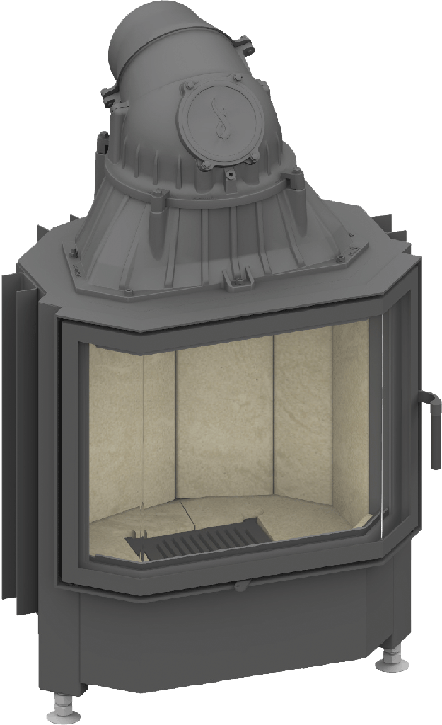 [66/4300-0015] Camina & Schmid Kamineinsatz Pano 67s (450, links, Schamotte anthrazit)