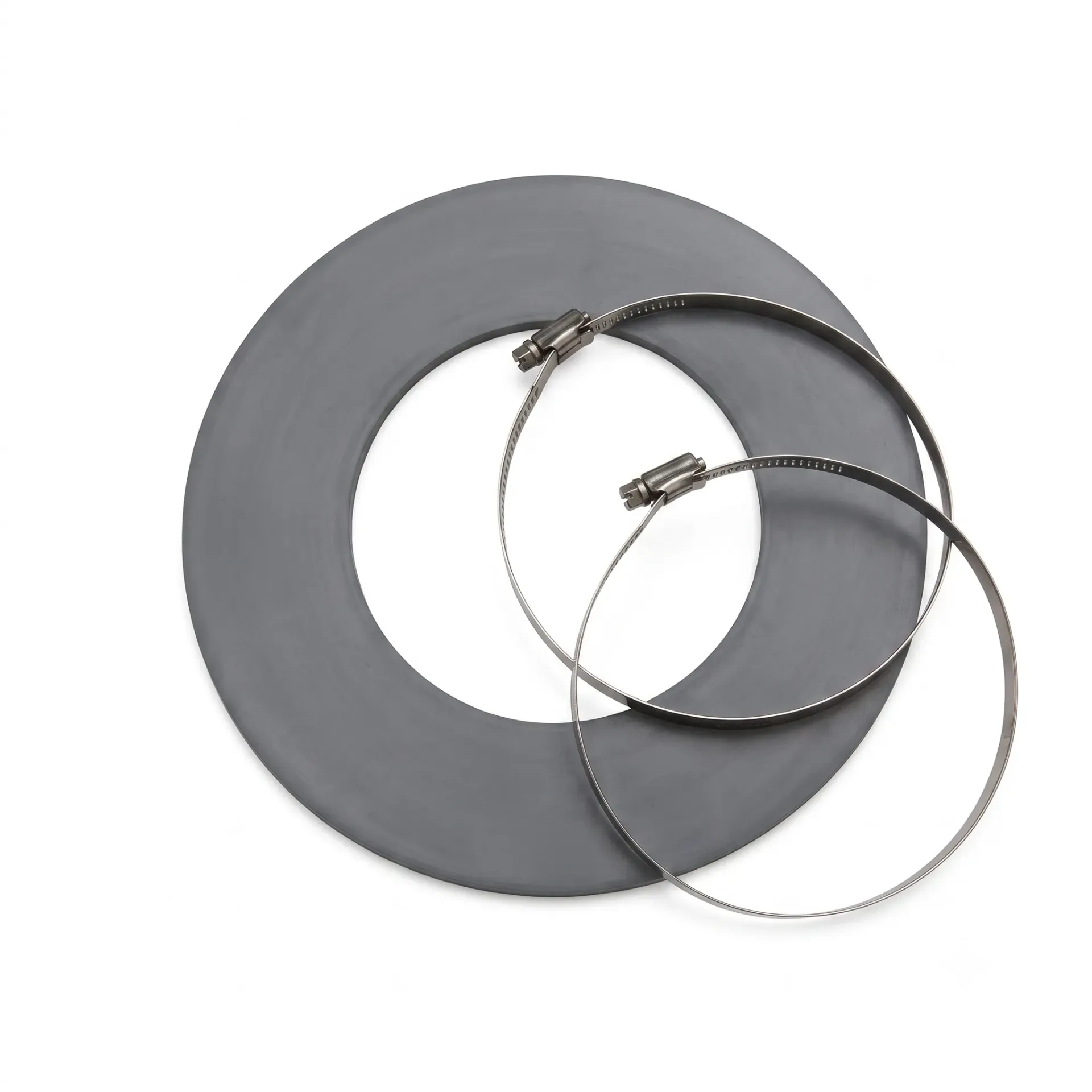 Rosette mit 2 Schlauchklemmen für Flexrohr grau CB-tec