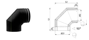 Bogen 3-tlg. 90° doppelwandig Duo 