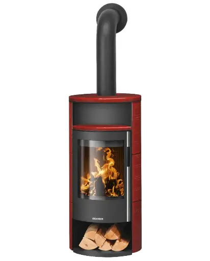 [5566 82] Oranier Polar Neo 6 RLU II sw./Keramik paprikarot mit Holzlegefachtür  - Sondermodell